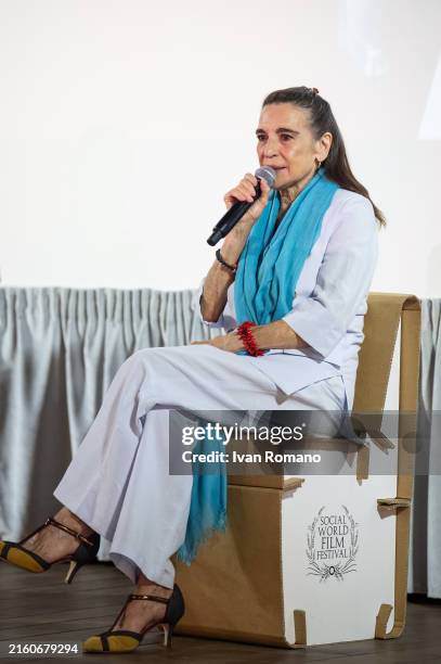 Lina Sastri on stage during Social World Film Festival 2024 on July 04, 2024 in Vico Equense, Italy.