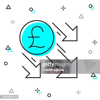 Pound decrease. Line icon on white background Pound decrease. Line icon on white background