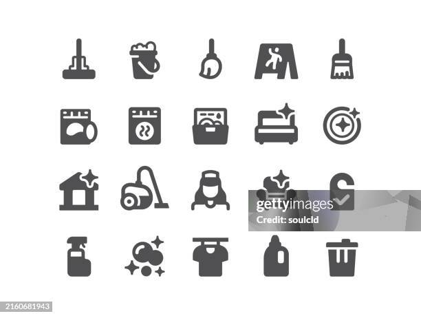 stockillustraties, clipart, cartoons en iconen met cleaning icons - opgepast-gladde-vloer