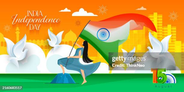 india independence day. 15 august. india gate heritage building. greeting card - independence day india stock illustrations