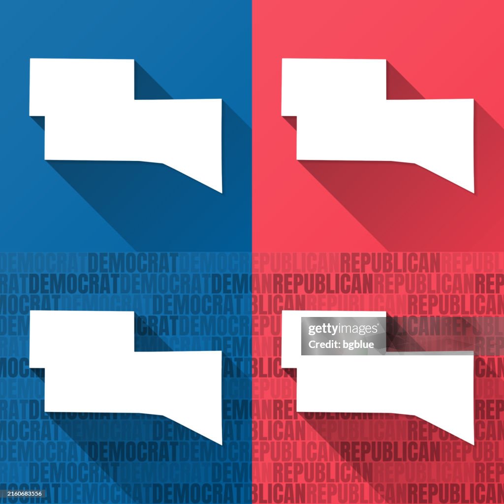 Kerr County, Texas. Maps on blue and red backgrounds
