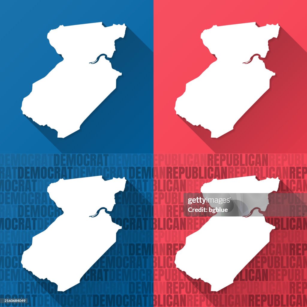Middlesex County, New Jersey. Maps on blue and red backgrounds