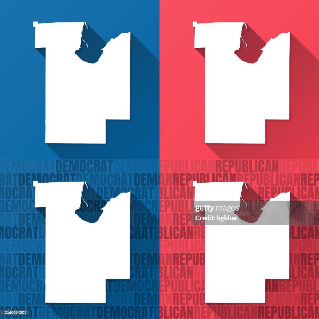 Brown County, Wisconsin. Maps on blue and red backgrounds