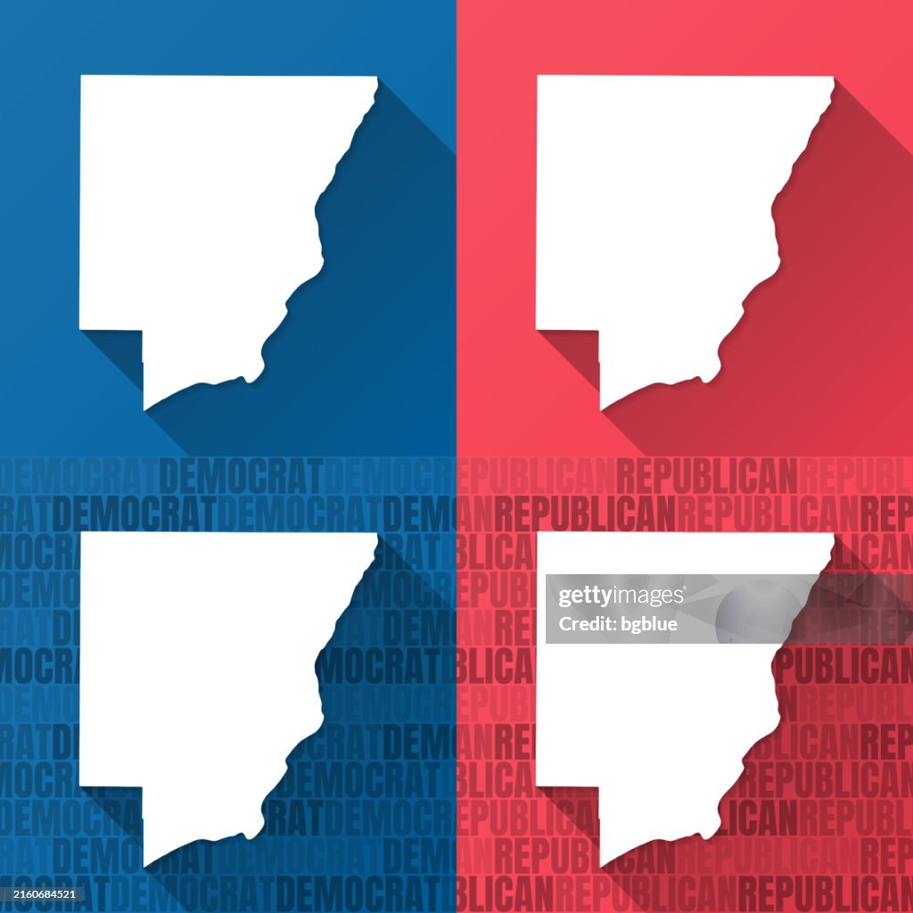 Peoria County, Illinois. Maps on blue and red backgrounds
