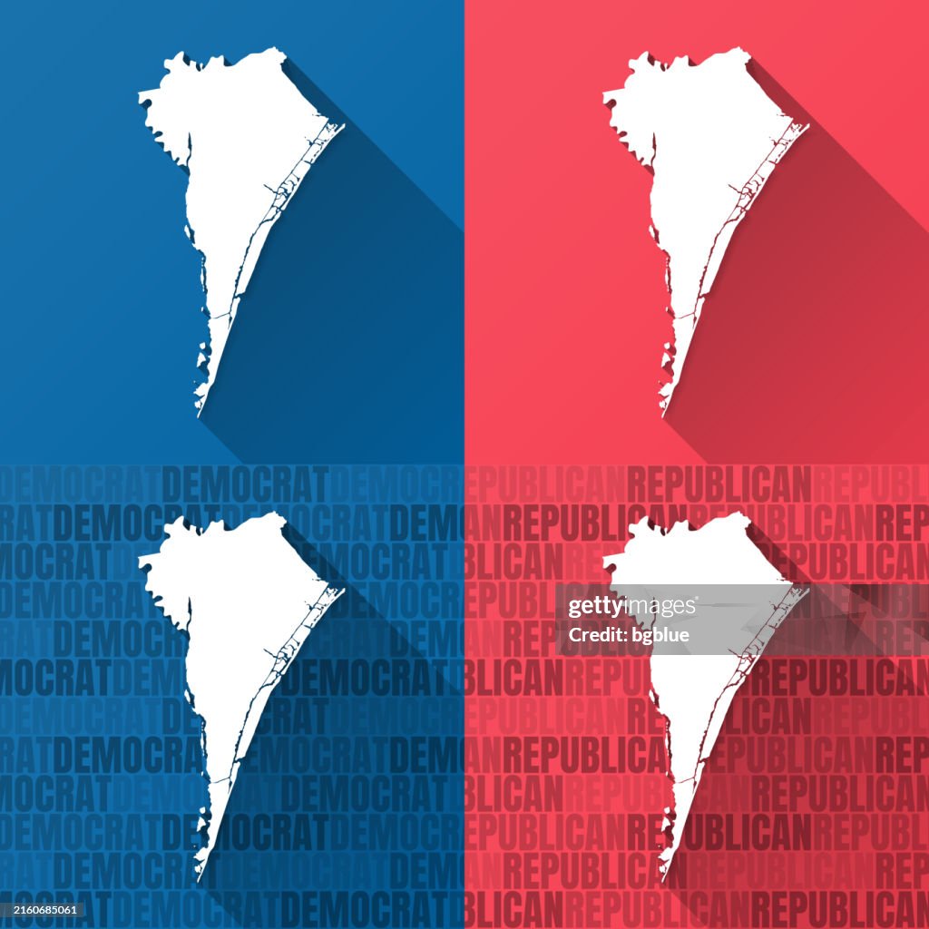 New Hanover County, North Carolina. Maps on blue and red backgrounds