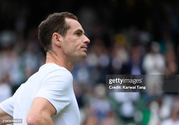 Andy Murray during the farewell presentation for Andy Murray on day four of the Wimbledon Tennis Championships at the All England Lawn Tennis and...