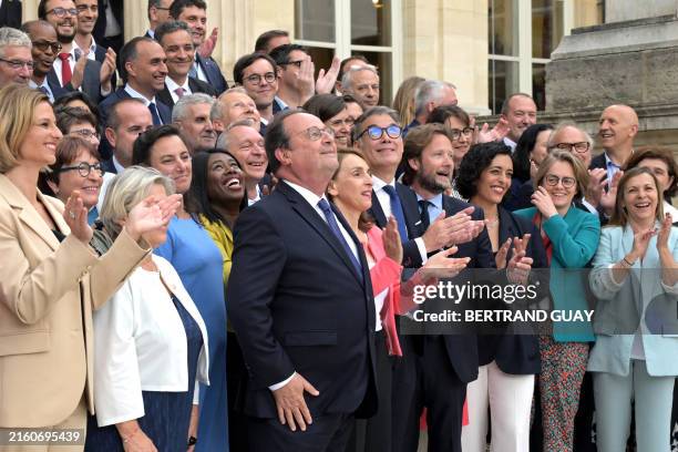 French socialist newly-elected Members of Parliament Francois Hollande , Fatiha Keloua Hachi , first Secretary of the French left-wing Socialist...