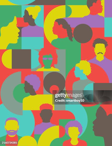 geometrisches muster mit schwarzer gemeinschaft - variation stock-grafiken, -clipart, -cartoons und -symbole