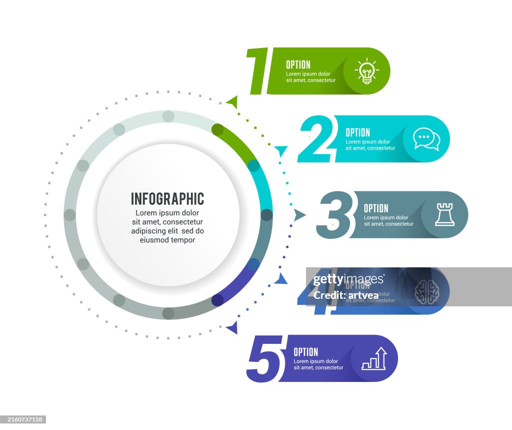 Basic 5 Step Vector Infographic Element 5 Steps High-Res Vector Graphic - Getty Images