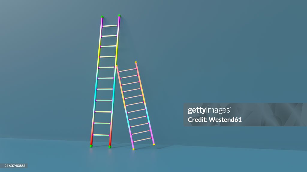 Colorful Ladders Leaning On Blue Background High-Res Vector Graphic ...