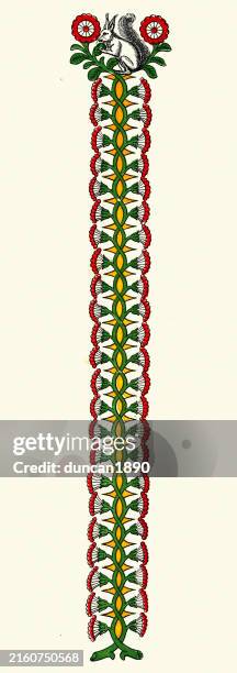 ilustraciones, imágenes clip art, dibujos animados e iconos de stock de patrón floral ornamentado de estilo medieval, rosa y ardilla, fondo del elemento de diseño - arte decorativo