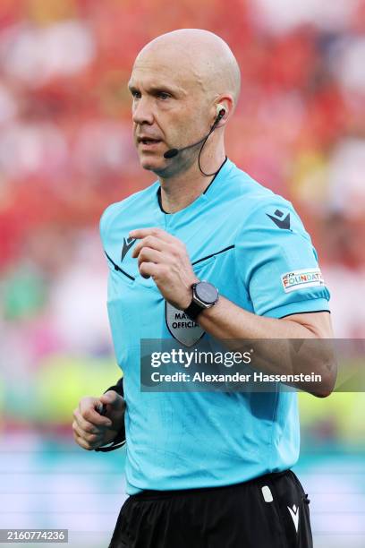 Referee Anthony Taylor looks on during the UEFA EURO 2024 quarter-final match between Spain and Germany at Stuttgart Arena on July 05, 2024 in...