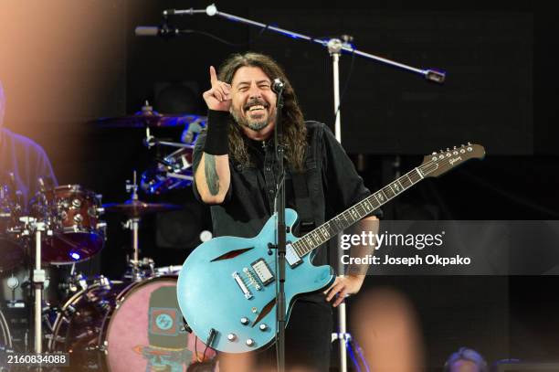 Dave Grohl of Foo Fighters performs at Roskilde Festival 2024 on July 05, 2024 in Roskilde, Denmark.