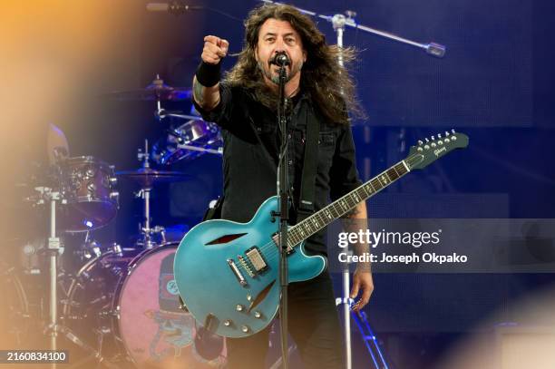 Dave Grohl of Foo Fighters performs at Roskilde Festival 2024 on July 05, 2024 in Roskilde, Denmark.