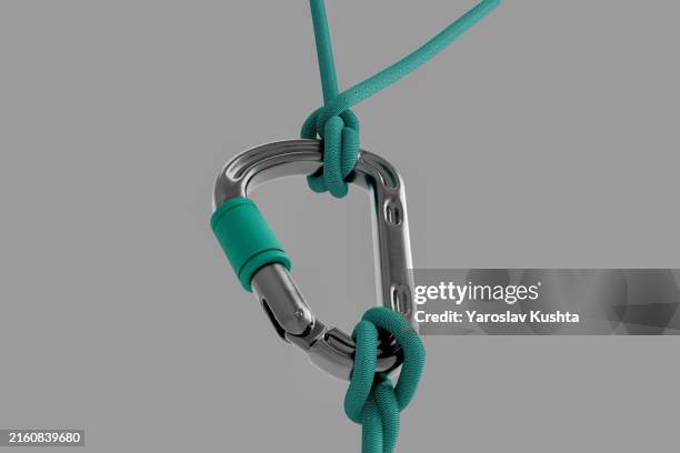 carabin & ropes strength concept cgi - karabiner stock-fotos und bilder