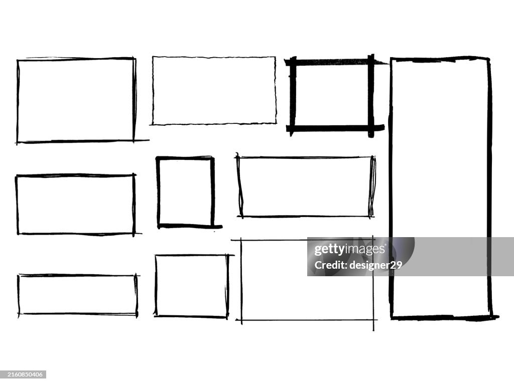 Hand Drawn Grunge Frames Vector Set.