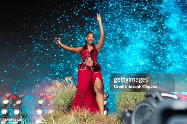 Tems performs at Roskilde Festival 2024 on July 06, 2024 in Roskilde, Denmark.