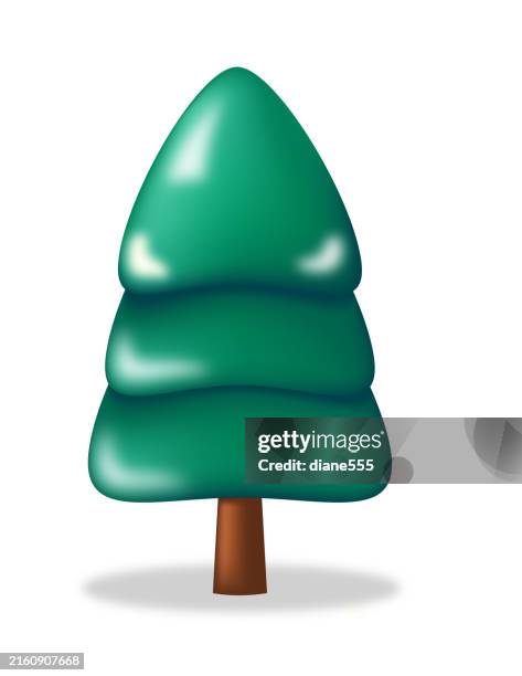 cute 3d style tree icon on a transparent background - plasticine stock illustrations