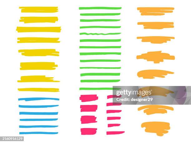 illustrations, cliparts, dessins animés et icônes de marqueur surligneur coloré ensemble conception vectorielle. - rectangle