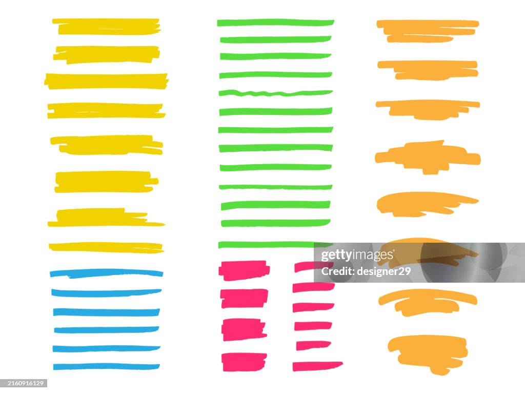 Colorful Highlighter Marker Set Vector Design.