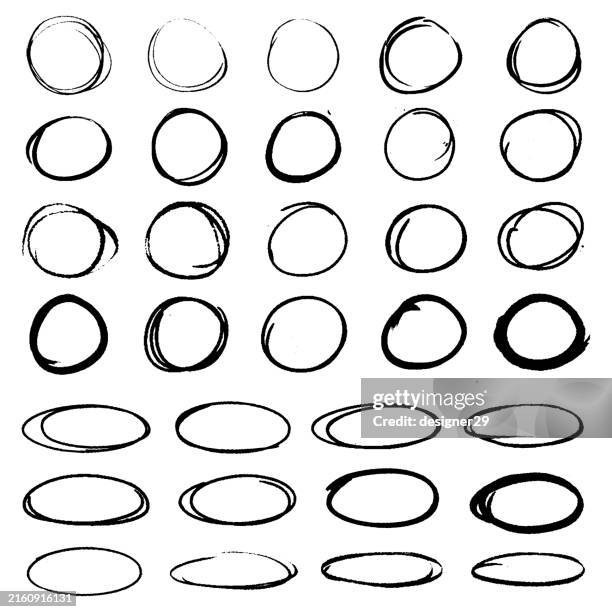 stockillustraties, clipart, cartoons en iconen met hand drawn circles vector set. - cirkel