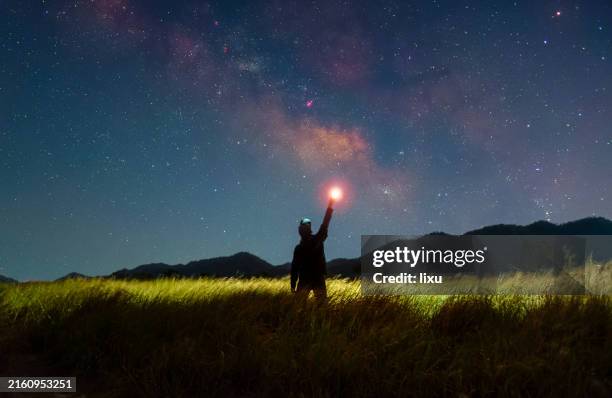grassland starry sky - hålla ovanför huvudet bildbanksfoton och bilder