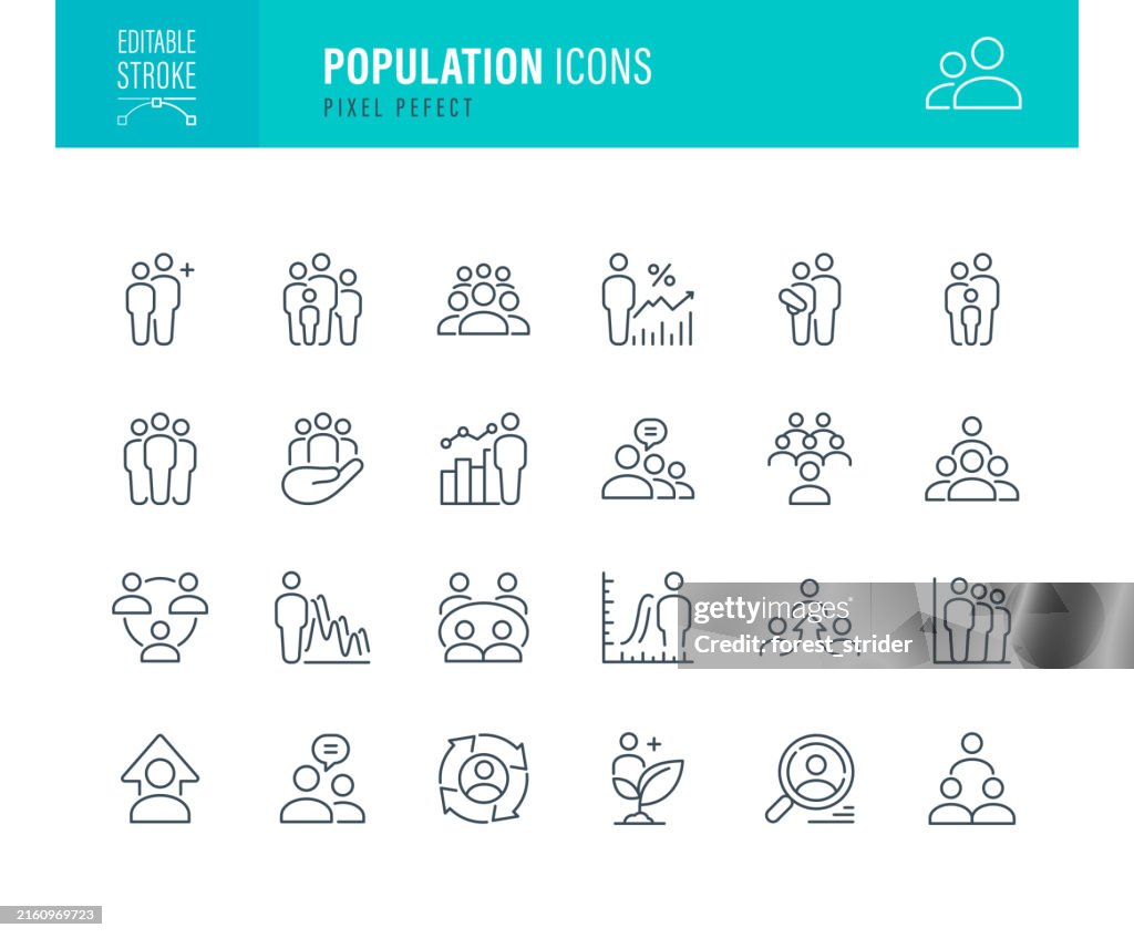 Population Icons Editable Stroke