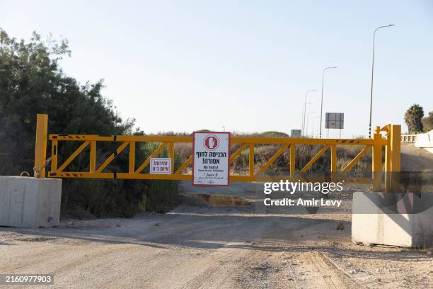 Gate closes the access to a Mediterranean Sea beach in Northern Israel, near the border with Lebanon on July 11, 2024 in the Galilee region of...