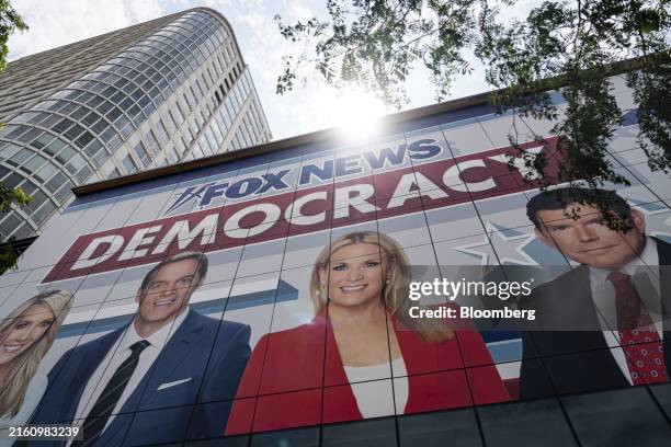 Fox News signage ahead of the Republican National Convention in Milwaukee, Wisconsin, US, on Thursday, July 11, 2024. The Republican National...