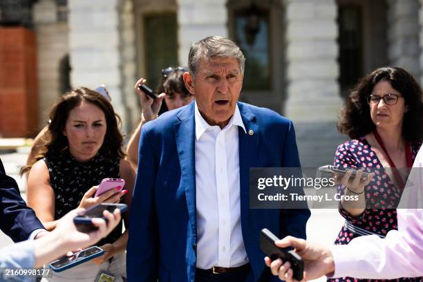 Sen. Joe Manchin leaves the U.S. Capitol for a private meeting between Senate Democrats and U.S. President Joe Biden's senior advisors Mike Donlion,...