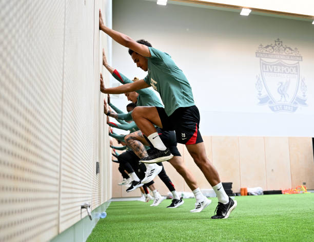Fabio Carvalho of Liverpool during a training session at AXA Training Centre on July 07, 2024 in Kirkby, England.