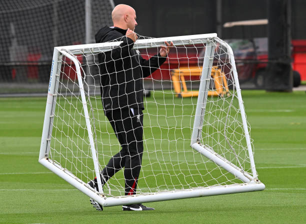 Arne Slot Head Coach of Liverpool during a training session at AXA Training Centre on July 07, 2024 in Kirkby, England.