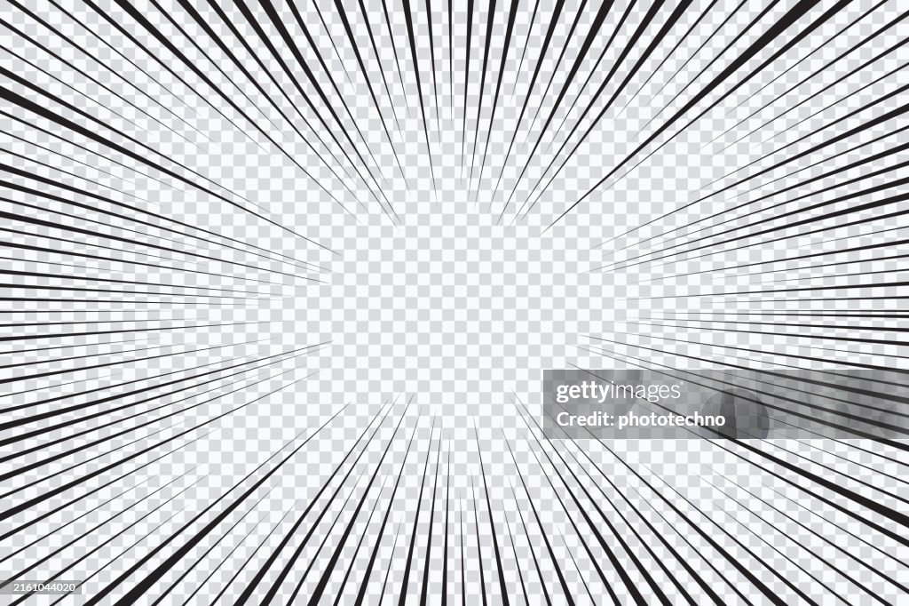 Manga anime action frame lines. Abstract explosive template with speed lines on white background. Motion radial lines. Flash explosion radial lines Vector illustration.