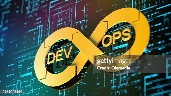 DevOps concept, sign on digital display with data DevOps concept, sign on digital display with data