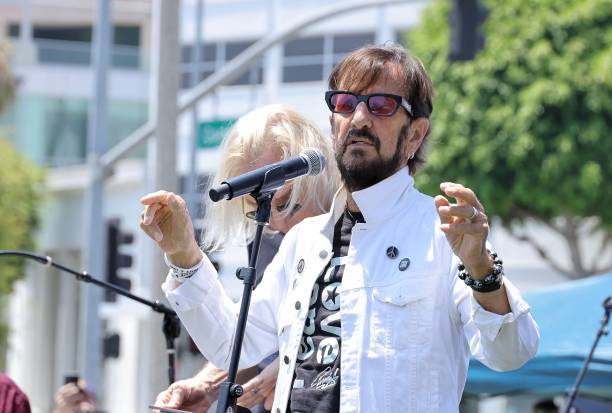 Ringo Starr performs onstage during Ringo's Peace & Love Birthday Celebration at Beverly Hills Garden Park on July 07, 2024 in Beverly Hills,...