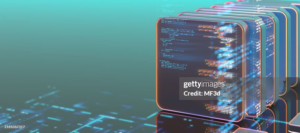 Big data digital storage, abstract computer code.