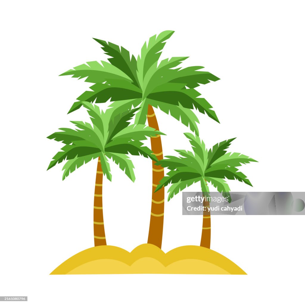 Palm tree summer beach flat illustration