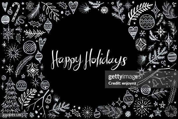 neuseeland weihnachten skizzenhafte kritzeleien vektor karte design - weihnachtsmarkt stock-grafiken, -clipart, -cartoons und -symbole