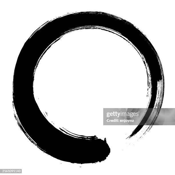schwarz buddhist zen schwarzer enso kreis - buddhismus stock-grafiken, -clipart, -cartoons und -symbole