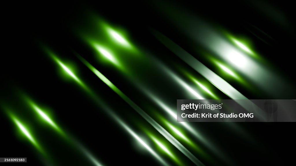 Abstract green light lines on black background