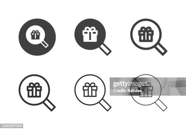 searching gift icons - multi series - parcel tracking stock illustrations