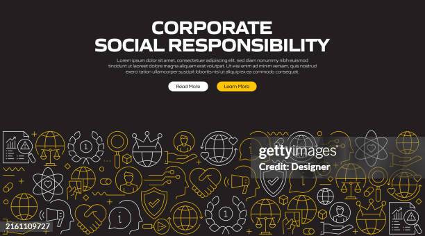 corporate social responsibility related banner design for web page, headline, brochure, annual report and book cover - community commitment stock illustrations