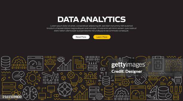 data analytics related banner design for web page, headline, brochure, annual report and book cover - data analysis background stock illustrations
