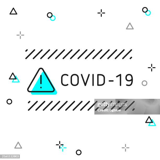 ilustrações, clipart, desenhos animados e ícones de faixa de aviso de coronavírus. ícone de linha no fundo branco - sinal de mantenha a distância