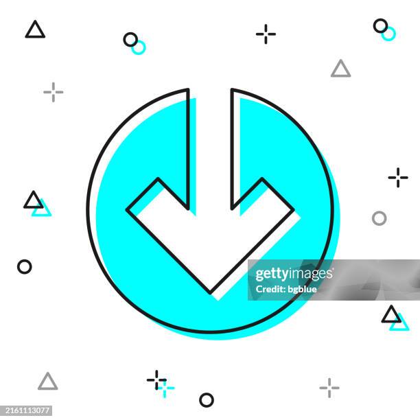 down arrow. line icon on white background - pointing down white background stock illustrations