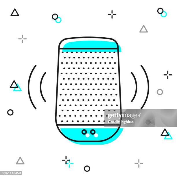 smart speaker - voice assistant. line icon on white background - speech recognition stock illustrations