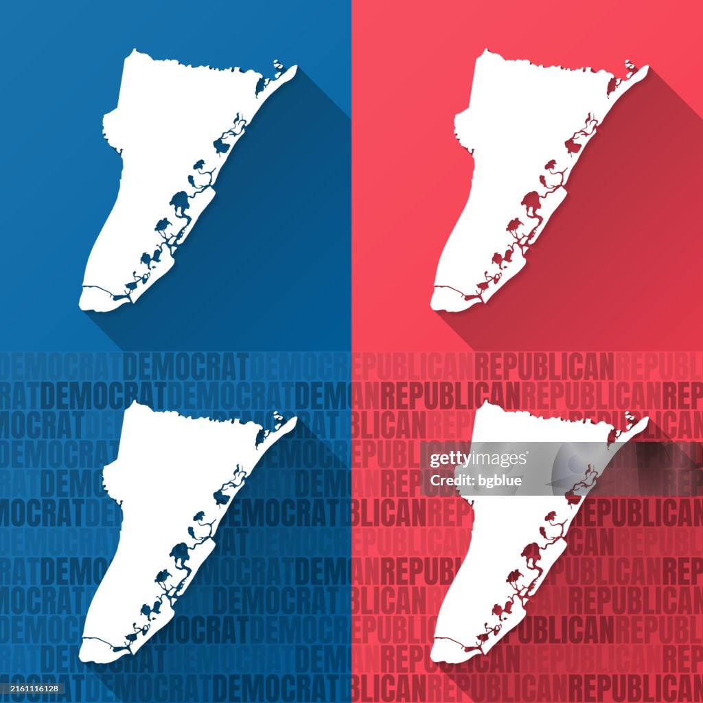 Cape May County, New Jersey. Maps on blue and red backgrounds