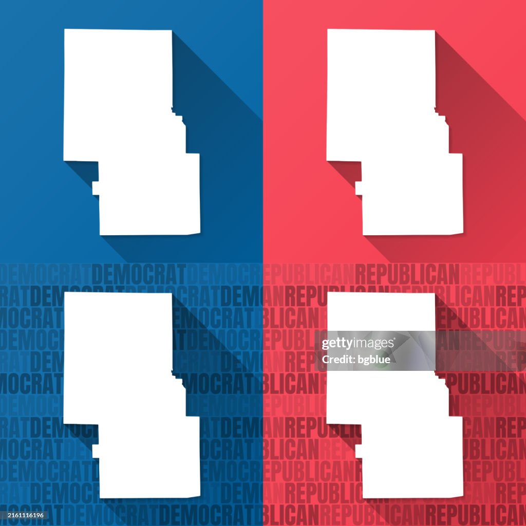 Richland County, Ohio. Maps on blue and red backgrounds