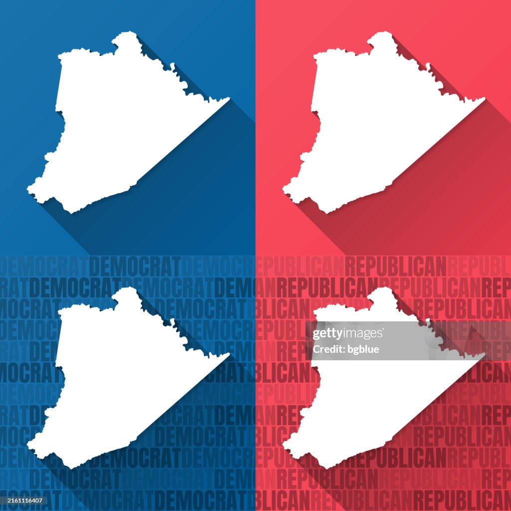 Pike County, Kentucky. Maps on blue and red backgrounds