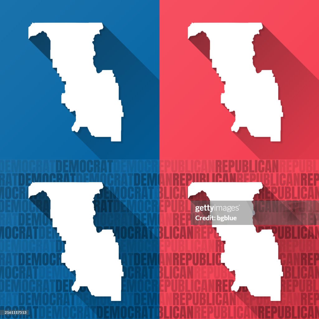 Bannock County, Idaho. Maps on blue and red backgrounds